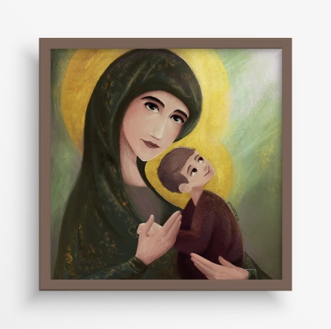 Ikona z Matką Boską kwadratowa