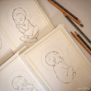 Obraz Dziecka Nienarodzonego akwarelami